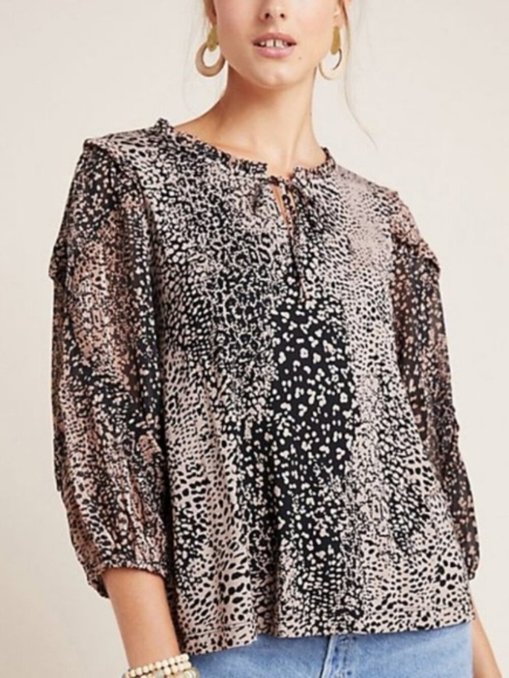 Anthropologie Jacquin Peasant Blouse L